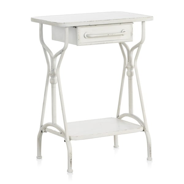 Industrial Style fehér fém, fiókos tárolóasztal - Geese