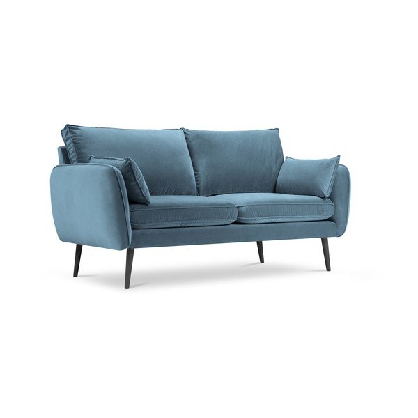 Lento világoskék bársony kanapé fekete lábakkal, 158 cm - Kooko Home-image-2