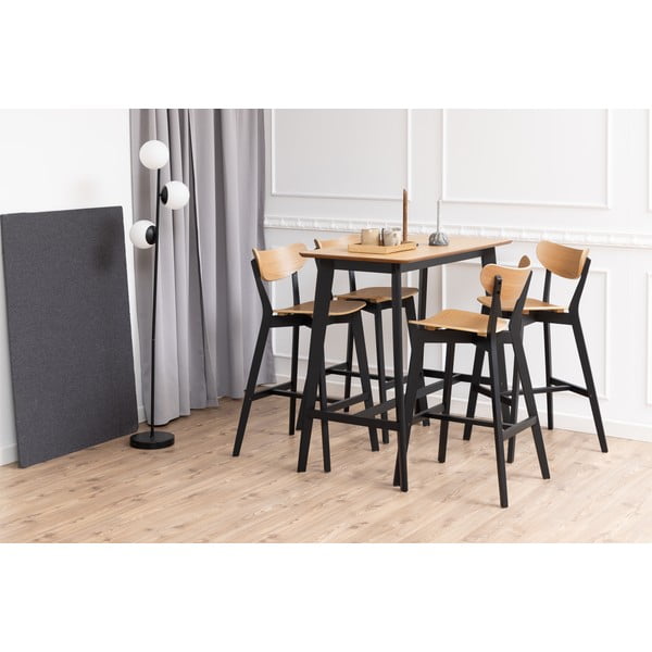 Fekete-natúr színű kaucsukfa bárszék szett 2 db-os 105 cm Roxby – Actona-image-3