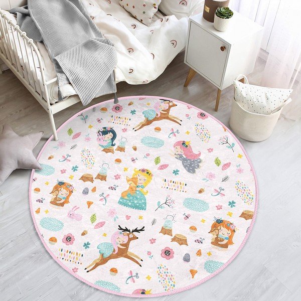 Világos rózsaszín gyerek szőnyeg ø 100 cm Comfort – Mila Home-image-4