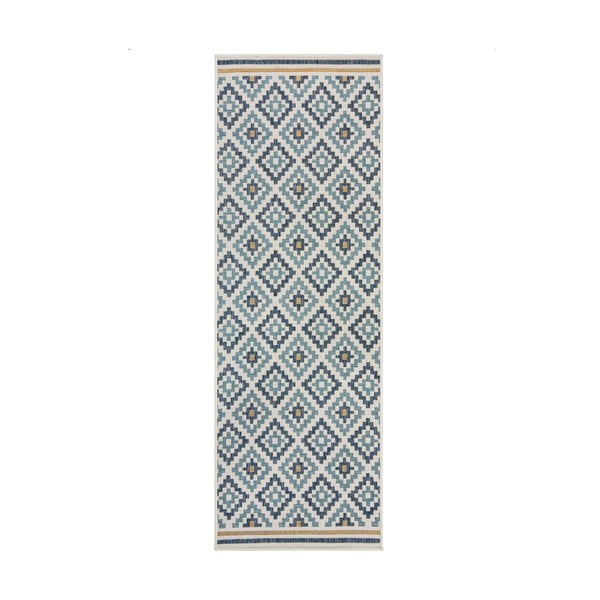 Sárga-kék kültéri-beltéri szőnyeg 80x230 cm Zia Trellis – Flair Rugs