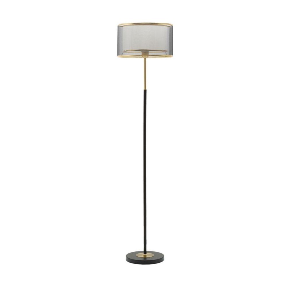 Fekete-aranyszínű állólámpa textil búrával (magasság 153 cm) Levels Mauro Ferretti