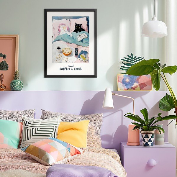 Nyomtatott keretezett kép 30x40 cm Catflix – Styler-image-1