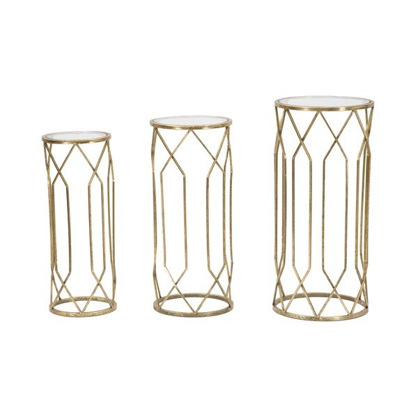 Kerek tárolóasztal szett üveg asztallappal, 3 db-os ø 32 cm Tunisi – Mauro Ferretti-image-1