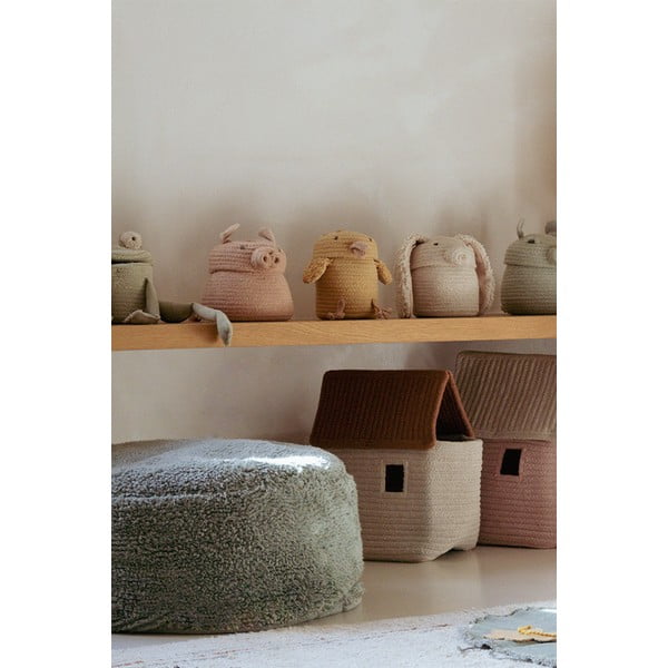 Világos rózsaszín textil játéktároló kosár ø 17x15 cm Mini Peggy the Pig – Lorena Canals-image-3