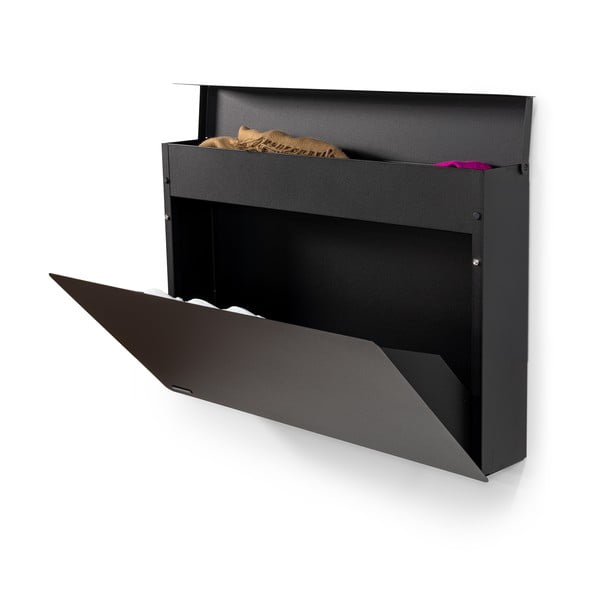 Fekete fém billenő ajtós-függő cipőtartó 78x48x13 cm Luigi – Spinder Design-image-4