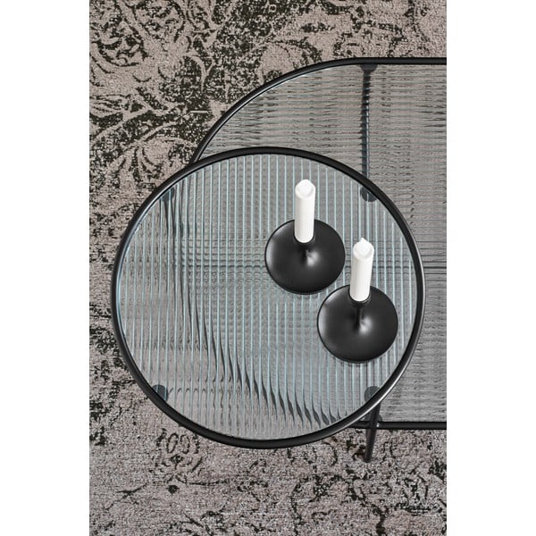 Nix fekete dohányzóasztal üveg asztallappal - Teulat-image-1