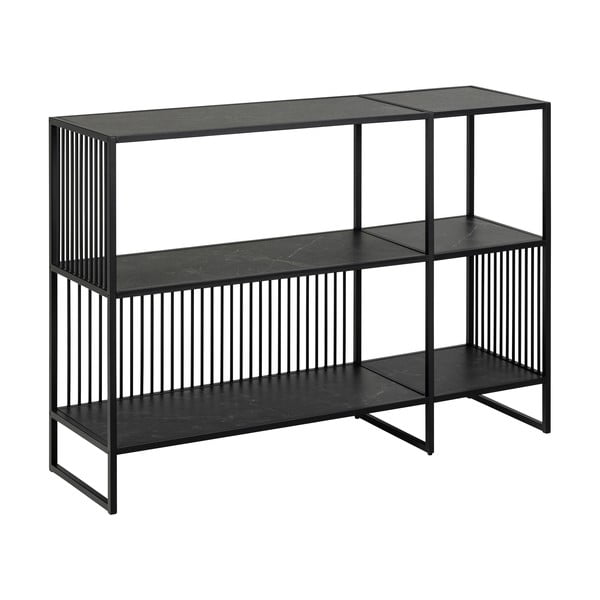 Fekete könyvespolc kő dekorral 120x83 cm Strington – Actona-image-2