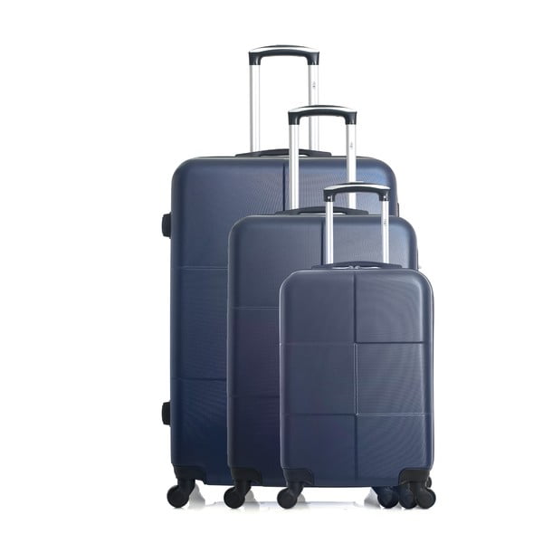 Coronado 3 db-os kék gurulós bőrönd szett - Hero