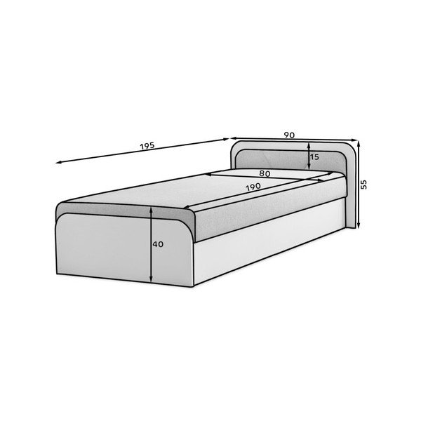 Okkersárga-bézs kárpitozott-forgácslemez ágyneműtartós egyszemélyes ágy matraccal 80x190 cm Parys – ELTAP-image-4