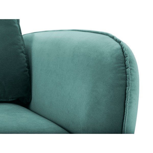 Lento petróleumkék bársony fotel fekete lábakkal - Kooko Home-image-3