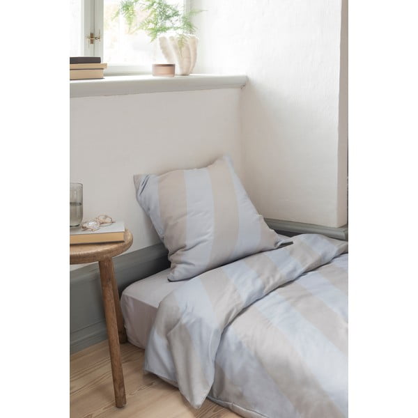 Világosszürke-bézs egyszemélyes pamut-szatén ágyneműhuzat 140x200 cm Diagonal – Mette Ditmer Denmark-image-1