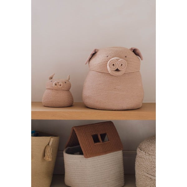 Világos rózsaszín textil játéktároló kosár ø 17x15 cm Mini Peggy the Pig – Lorena Canals-image-1