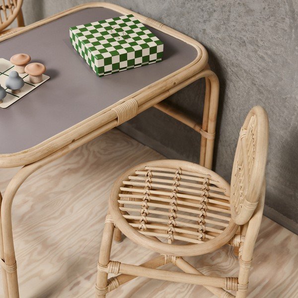 Rattan gyerek asztal 70x48 cm Nana – OYOY Mini-image-3