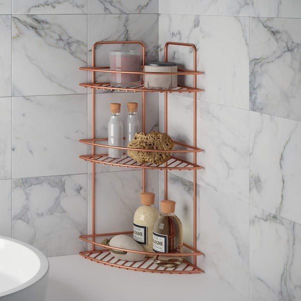 Copper háromszintes fürdőszobai sarokpolc - Metaltex-image-1