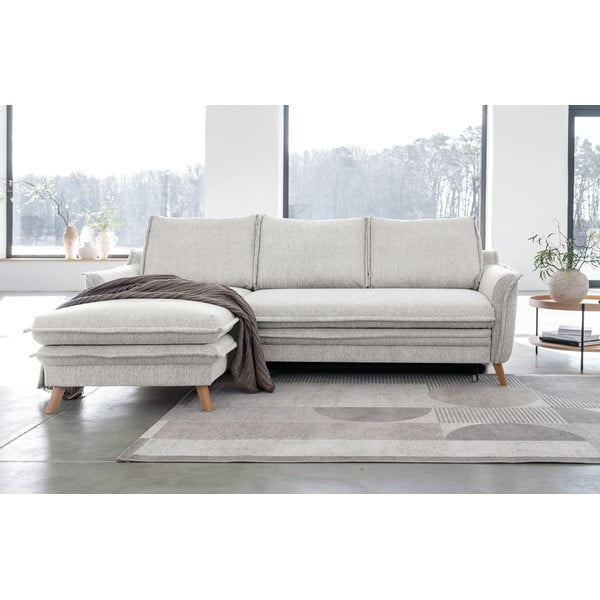 Bézs kinyitható sarokkanapé (bal oldali) Charming Charlie – Miuform-image-1