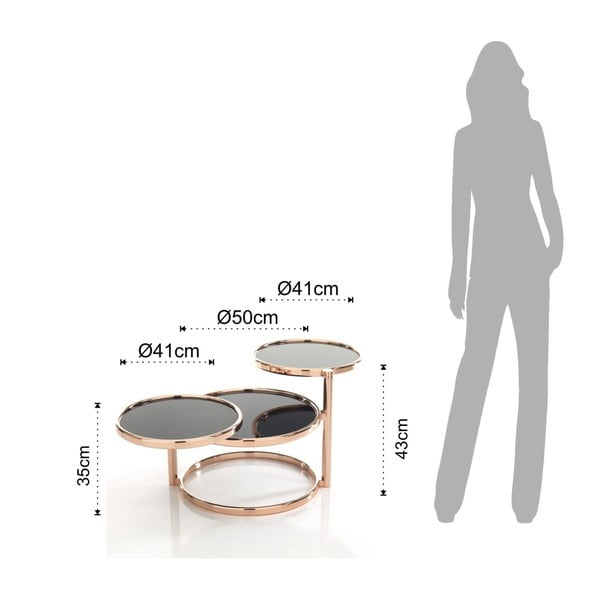 Tree Rings Cooper rézszínű-fekete forgatható dohányzóasztal, ⌀ 50 cm - Tomasucci-image-1