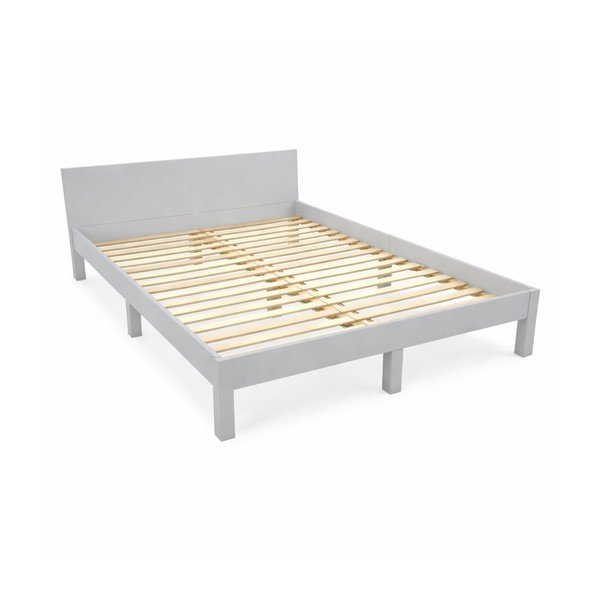 Világosszürke bükkfa franciaágy ágyráccsal 160x200 cm Dabi – Ragaba