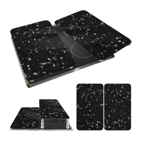 Fekete üveg tűzhely fedőlap szett 2 db-os Universal – Wenko-image-3