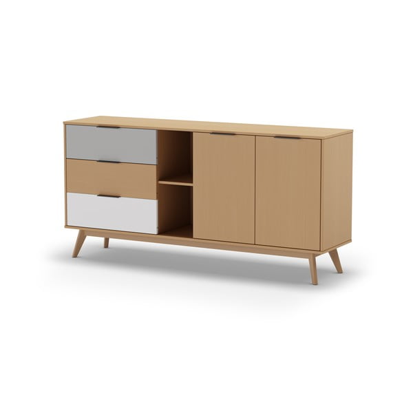 Natúr színű borovi fenyő alacsony komód 165x81 cm Elfa – Marckeric-image-2