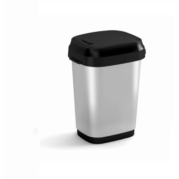 Ezüstszínű műanyag pedálos szemetes 10 l Dual Swing Bin Style S – KIS