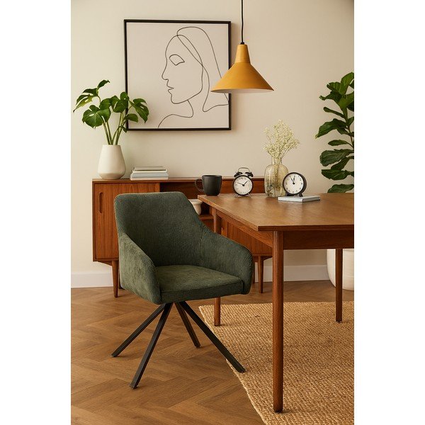 Zöld kárpitozott étkezőfotel Lunio – Bonami Essentials-image-1