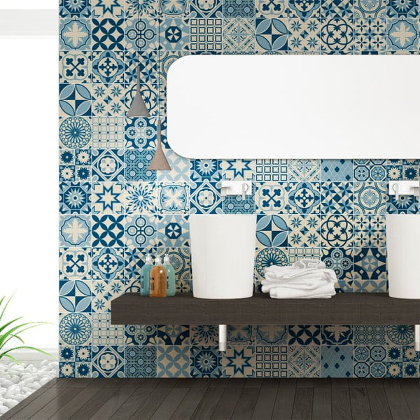 Wall Decal Cement Tiles Riana 60 db-os falmatrica szett, 10 x 10 cm - Ambiance-image-3