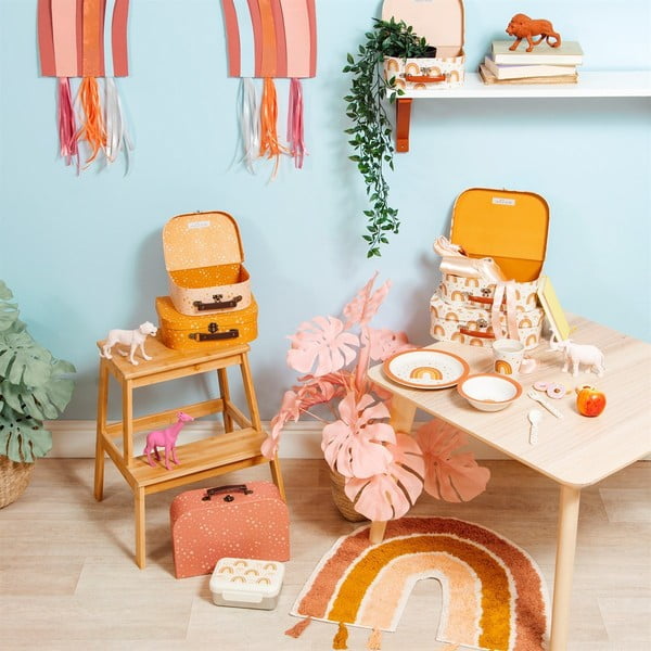 Earth Rainbow narancssárga-rózsaszín pamut gyerekszőnyeg, 50 x 60 cm - Sass & Belle-image-1