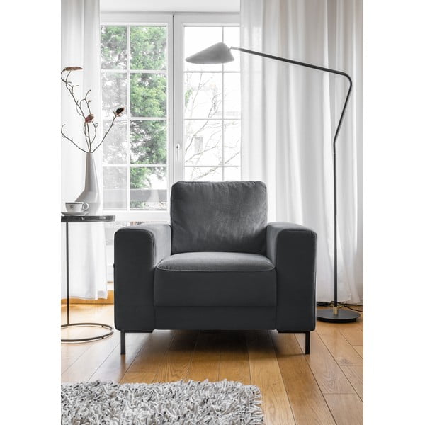 Sötétszürke kordbársony fotel Lofty Lilly – Miuform-image-1