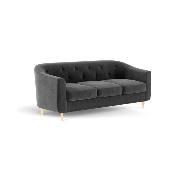 Corde sötétszürke bársony kanapé, 175 cm - Kooko Home-image-4