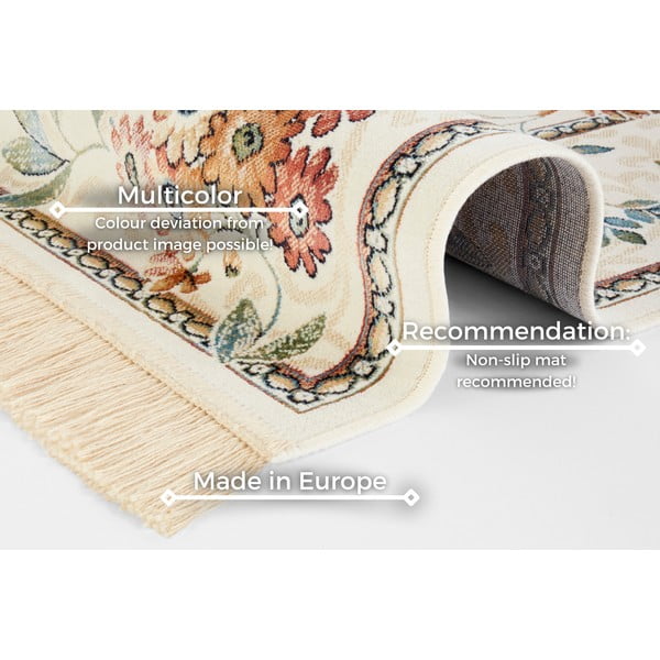 Krémszínű viszkóz szőnyeg 95x140 cm Oriental Flowers – Nouristan-image-4