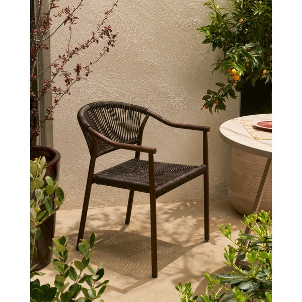 Barna rattan kerti szék Livadia – Kave Home-image-1
