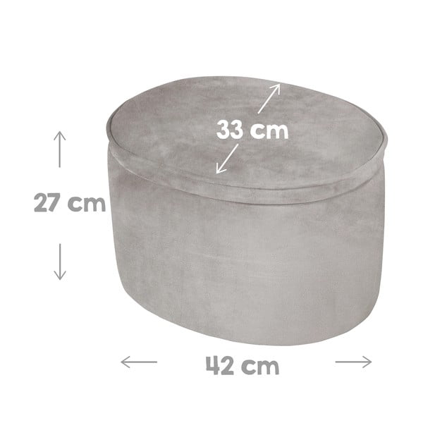 Világosszürke bársony gyerek puff Lil Sofa – Roba-image-3