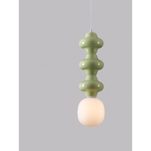 Fehér-világoszöld kerámia függőlámpa üveg búrával ø 18 cm Clio – Nova Luce-image-1
