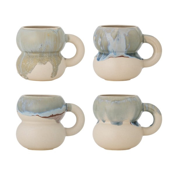 Kék-krémszínű kőedény bögre szett 4 db-os 400 ml Luna – Bloomingville