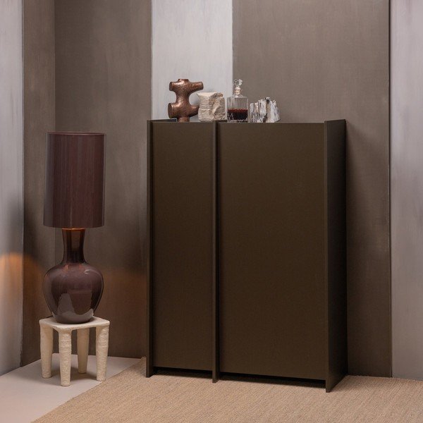 Sötétbarna szekrény kőrisfa dekorral 102x140x44 cm Brock – WOOOD-image-1