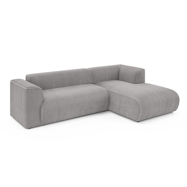 Világosszürke kordbársony sarokkanapé (jobb oldali-heverő résszel) Merid  – Ropez-image-2
