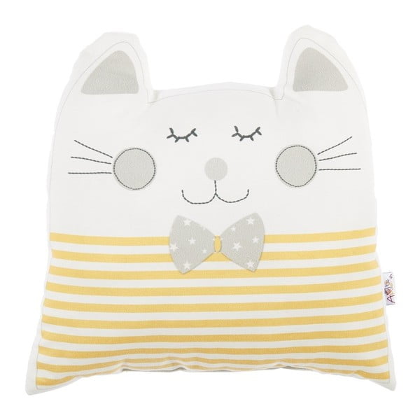 Pillow Toy Big Cat sárga pamut keverék gyerekpárna, 29 x 29 cm - Mike & Co. NEW YORK