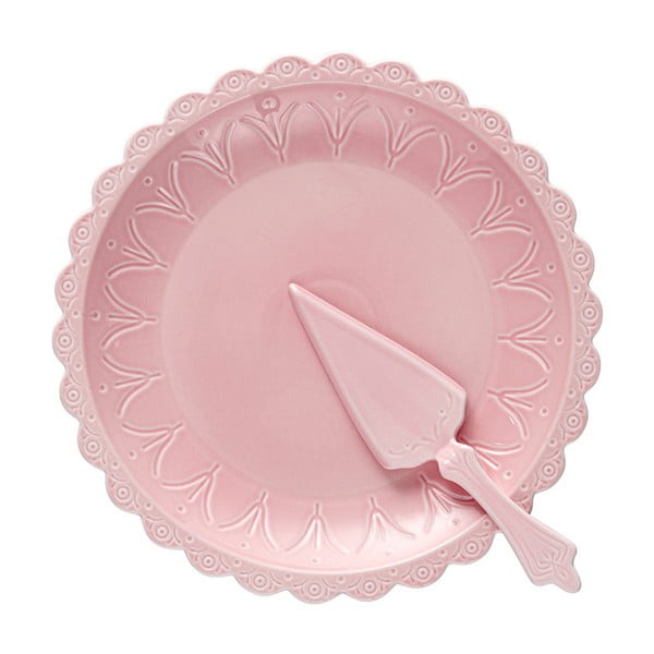 Bake rózsaszín tortatányér, tortakiszedővel - Ladelle