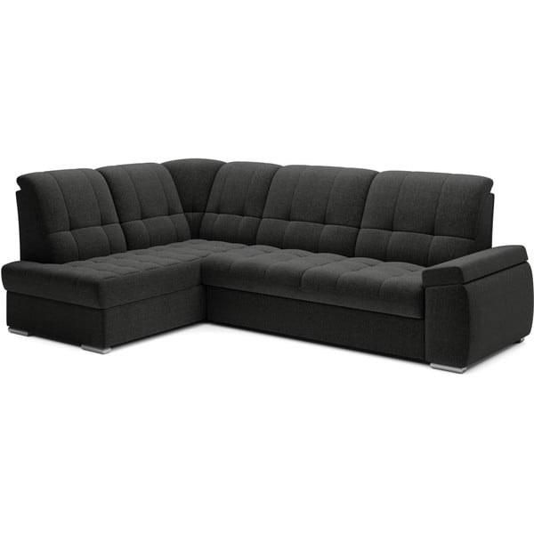 Sötétszürke kinyitható-tárolóhelyes sarokkanapé (bal oldali-L alakú) Sado – ELTAP-image-2