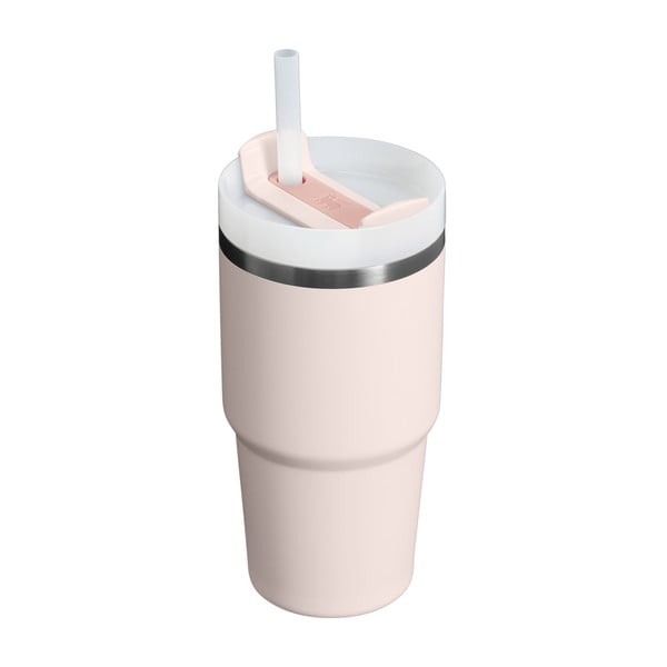 Világos rózsaszín rozsdamentes acél termosz szívószállal 600 ml Quencher H2.0 FlowState Tumbler Rose Quartz – Stanley-image-1