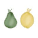 Sárga-zöld szilikon gyerek tálka szett 2 db-os Lemon & Pear – OYOY Mini