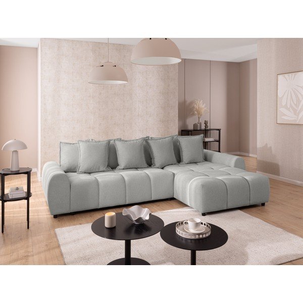 Világosszürke sarokkanapé (jobb oldali-heverő résszel) Albane  – Ropez-image-1