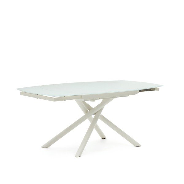 Fehér bővíthető étkezőasztal üveg asztallappal 100x130 cm Yodalia – Kave Home-image-4