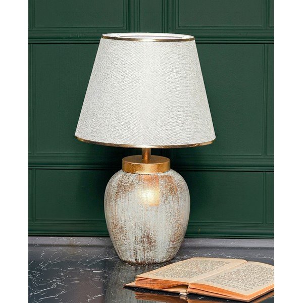 Krémszínű-aranyszínű asztali lámpa textil búrával (magasság 47 cm) Yakamoz – Opviq lights-image-1