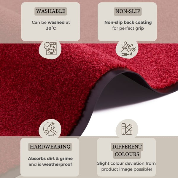 Wash & Clean piros lábtörlő, 39 x 58 cm - Hanse Home-image-2