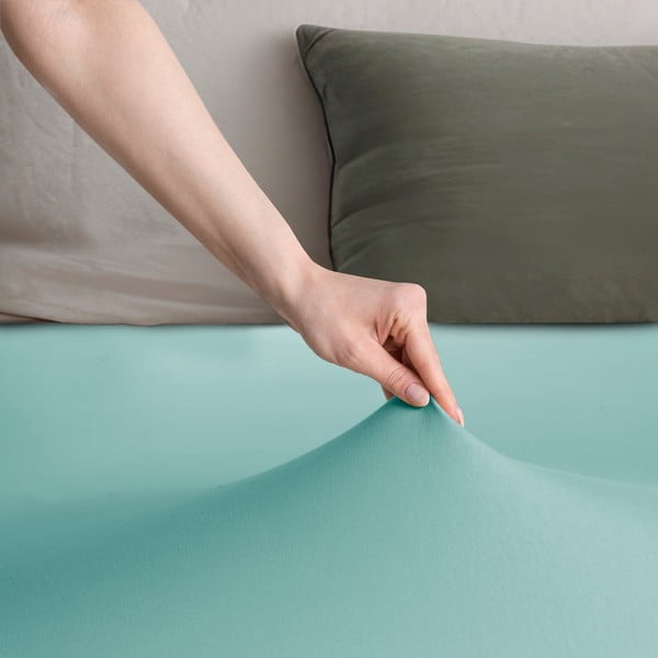 Türkiz gumis jersey lepedő 160x200 cm Amber – Restilo-image-1