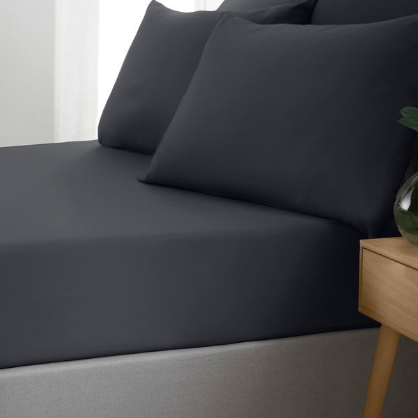 Fekete gumis lepedő 185x200 cm So Soft Non Iron – Catherine Lansfield-image-1