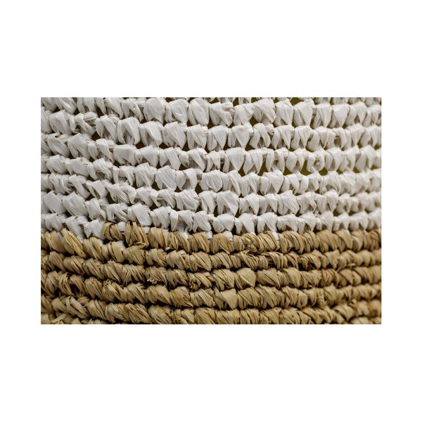 Raffia raffiából készült puff fehér részletekkel, 40 x 50 cm - HSM collection-image-1
