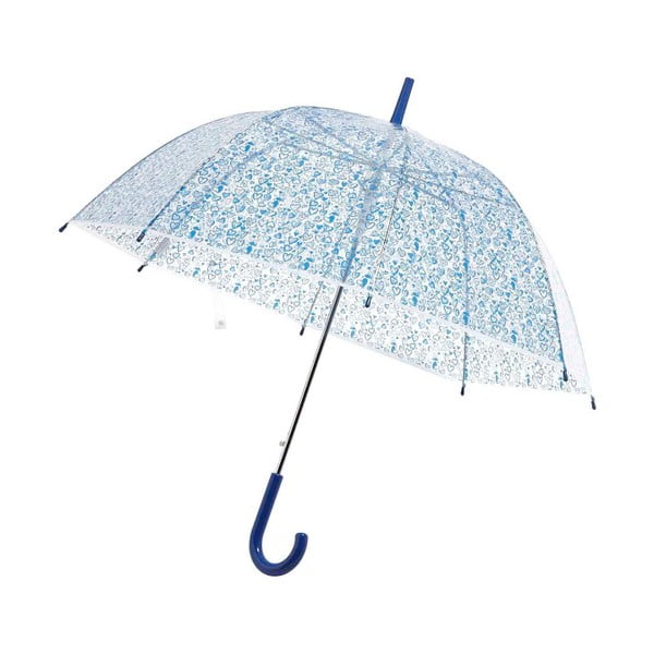Birdcage Heart átlátszó esernyő kék részletekkel, ⌀ 99 cm